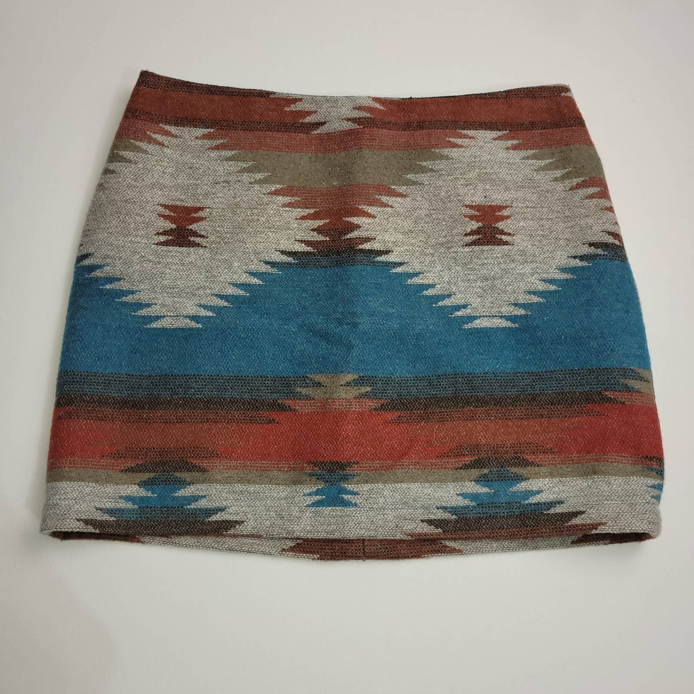 American Eagle Outfitters Aztec Mini Skirt Size 4 Western Wool Blend Boho Lined